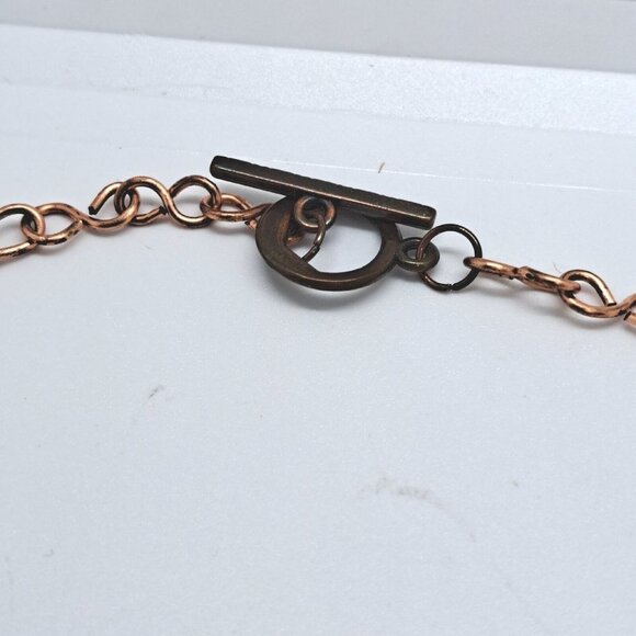 Handmade Artisan Copper Chain Blue Sodalite Beads, S-shaped Chain, Toggle, 18" - Picture 2 of 2